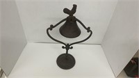 Cast iron dinner bell on pedestal with rooster