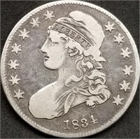 1834 Capped Bust Silver Half Dollar Nice