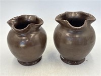 -2 vintage CORNELISON pottery Bybee vases one