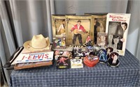 I3 20pc+ Elvis Collectibles: (4) metal signs, (3)