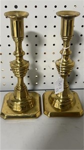 Pair of Heavy English Brass Candlesticks