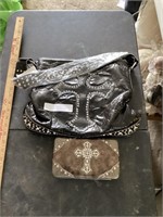 Unused Rhinestone Cross Bag and Wallet