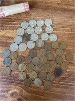 30 wheat pennies 17 pre-1968 nickels 2 steel