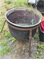 Large copper apple butter Kettle with stand 29.5