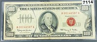 1966 $100 Red Seal Bill CLOSELY UNC