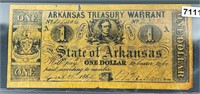 1862 Arkansas Treasury $1 Bill LIGTHLY CIRCULATED