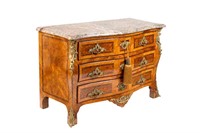 ANTIQUE LOUIS XIV FRENCH MARBLE TOP CHEST