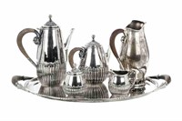 SIX PC MEXICAN SILVER TEA  AND COFFEE SERVICE