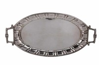 PORTUGUESE SILVER TWO-HANDLED TEA TRAY, 1600g