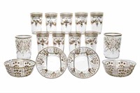 SEVENTEEN GILT-ACCENTED GLASSES AND BOWLS