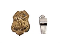 Vintage NY Official Special Deputy Badge & Whistle