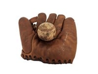 1940's Reach Baseball Glove Roger Cramer & Ball
