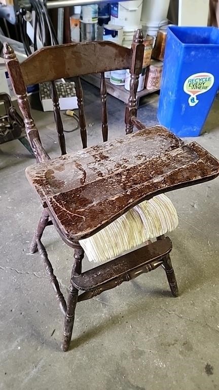 Antique wood high chair