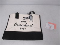 Canvas Tote Bag With Letter, 'Best Grandma Ever',