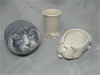 Cat Decor / Catnap /  Painted Stone