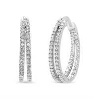 14K Gold Diamond Criss Cross Hoop Earrings
