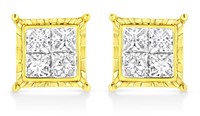 14k Gold 1.50ct Diamond Composite Stud Earrings