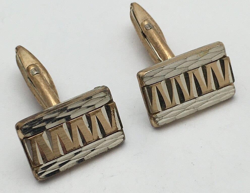 Gold On Silver Cuff Links