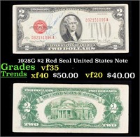 1928G $2 Red Seal United States Note Grades vf++