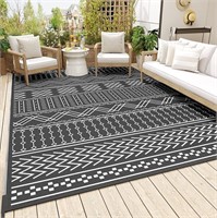 E9138  SIXHOME Outdoor Rug 8'x10' Black & White