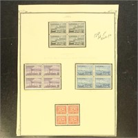 Canada Stamps 1950s Mint Blocks of 4 on pages, bri