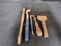 Vintage 7" Chisel, (3)Tack Pullers & 11" Drill Bit