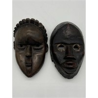 Lot Of 2 Vintage Hand-Carved African Mask