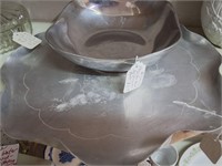metal serving bowl and platter