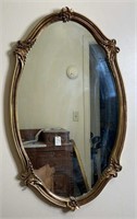 Wooden Wall Mirror W/ Gold Tone