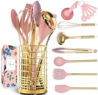 Gold and Pink Kitchen Utensil Set  17 Piece
