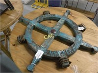 Turquoise Distressed Ship Wheel Hanging Decor