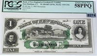 1865 $1 New England Bill PCGS - CHOICE ABOUT NEW