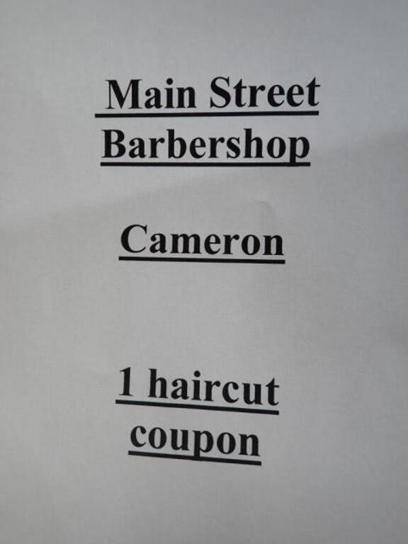 Main Street Barber Shop-Cameron, WI. (1) Haircut