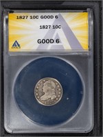 1827 10C Capped Bust Dime ANACS G6
