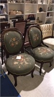 Pair of Victorian side chairs, needlepoint seat