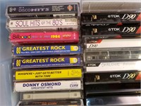 Large Collection of Cassette Tapes with Player