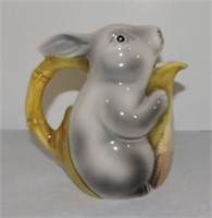 Porcelain rabbit pitcher, 7"