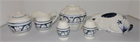 Dedham Pottery style lot of 6 rabbit items