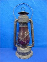 Beacon Hurricane Lantern With Red Glass