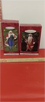 (2) Hallmark Joyful Santa Ornaments