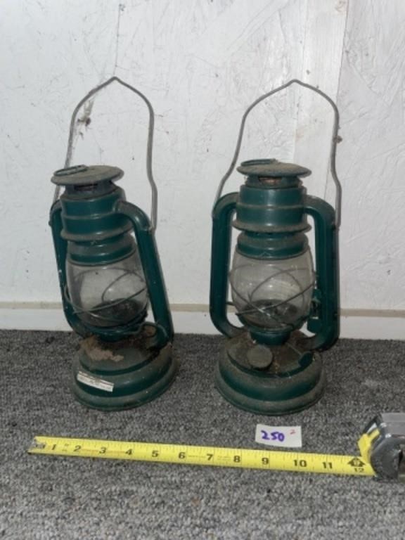 (2) Metal Oil Lanterns