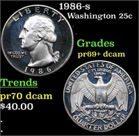 Proof 1986-s Washington Quarter 25c Grades GEM++ P