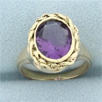 Vintage Amethyst Rope Bezel Ring in 14k Yellow Gol