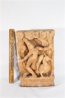 VTG Wood Hindu Sculpture panel handcarved
