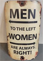 Men to the Left Women are Always right Sign