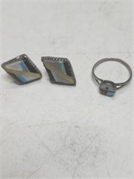 Southwest style silver earrings and ring