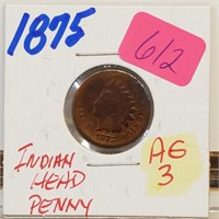 1875 AG3 Indian Head Penny One Cent