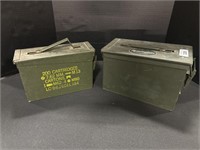 2 Metal Ammo Containers W/ 20 Gauge Ammo.