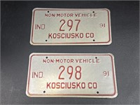 License Plates, Non-Motor Vehicle, Kosciusko