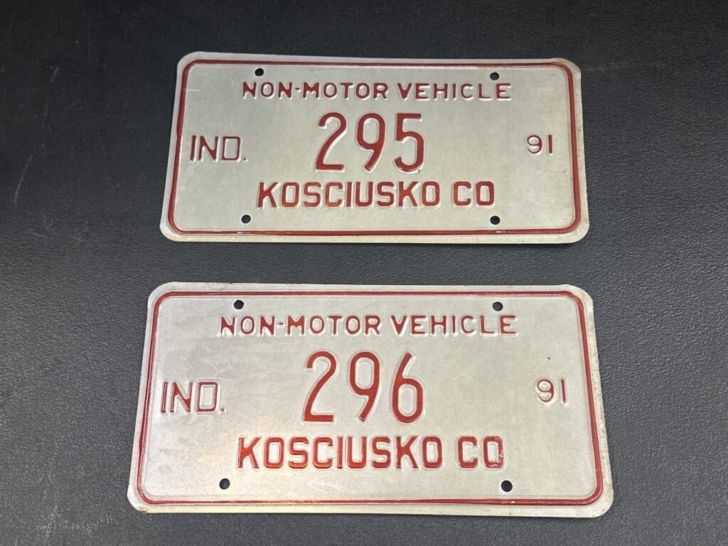 License plated (2) Non-Motor Vehicle, Kosciusko